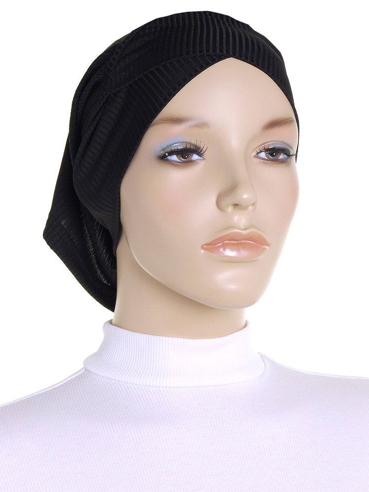 Black Criss Cross Ribbed Underscarf - Hijab Store Online