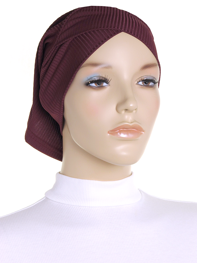 Burgundy Criss Cross Ribbed Underscarf