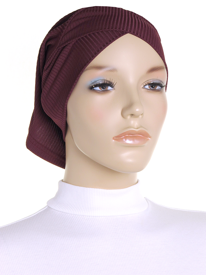 Burgundy Criss Cross Ribbed Underscarf