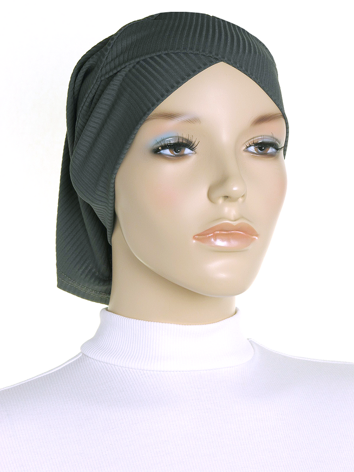 Olive Criss Cross Ribbed Underscarf